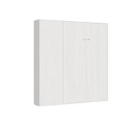 Armoire lit escamotable vertical 140 Kentaro avec colonne Frêne Blanc -