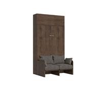Armoire lit escamotable vertical 140 Kentaro Sofa avec èlèment haut Noyer -