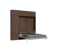 Armoire lit escamotable vertical 160 Kentaro avec colonne et élements hauts Noyer -