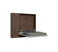 Armoire lit escamotable vertical 160 Kentaro avec colonne Noyer -