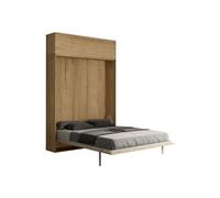 Armoire lit escamotable vertical 160 Kentaro avec èlèment haut Chêne Nature -
