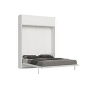 Armoire lit escamotable vertical 160 Kentaro avec èlèment haut Frêne Blanc -