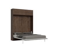 Armoire lit escamotable vertical 160 Kentaro avec èlèment haut Noyer -