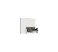 Armoire lit escamotable vertical 160 Kentaro Sofa avec colonne Frêne Blanc -