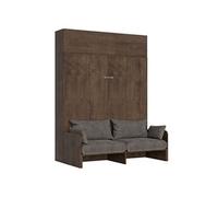 Armoire lit escamotable vertical 160 Kentaro Sofa avec èlèment haut Noyer -