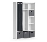 Armoire Luigi 38x178.1cm avec boîtes pliantes (grises) Blanc Vicco 40723