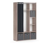 Vicco Armoire Luigi, Sonoma, 38x178.1cm avec boîtes Pliantes (Grises), pour Un Rangement Flexible avec roulettes pour Un déplacement Facile