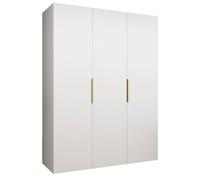 Armoire Marbella 1 - H 202 cm, L 150 cm, P 52 cm - Corps Blanc, Poignée L'or - Meuble Moderne pour Salon - ABIKSMEBLE