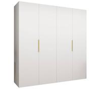 Armoire Marbella 1 - H 202 cm, L 200 cm, P 52 cm - Corps Blanc, Poignée L'or - Meuble Moderne pour Salon - ABIKSMEBLE
