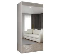 Armoire Marbella 3 avec Mirroir - H 202 cm, L 100 cm, P 52 cm - Corps Blanc, Poignée L'or - Meuble Moderne - ABIKSMEBLE