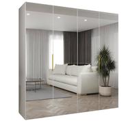 Armoire Marbella 3 avec Mirroir - H 202 cm, L 200 cm, P 52 cm - Corps Blanc, Poignée L'or - Meuble Moderne - ABIKSMEBLE