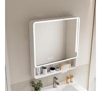 Armoire Mcine moderne avec étagères et éclairage LED 60 cm Miroir mural pour salle de bain Anti-buée Blanc H Peu encombrant Sto Solut.