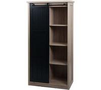 Armoire Hwc-K75, Commode Highboard, Porte Coulissante 8 Compartiments De Rangement, Aspect Bois Métal Industriel 163x76x38cm Naturel Multicolore
