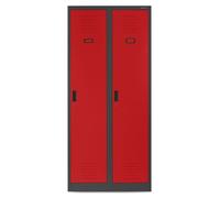 Armoire metallique 2B1A Casier 2 Compartiments revêtement par poudre Anthracite-Rouge