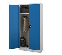 Armoire métallique Armoire à dossiers Armoire à outils Armoire vestiaire Vestiaire Portes battantes Tringle à vêtements Revêtement époxy Verrouillable 185x90x45 cm gris-bleu