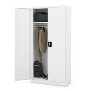 Armoire métallique Armoire à dossiers Armoire à outils Armoire vestiaire Vestiaire Portes battantes Tringle à vêtements Revêtement par poudre Métal Verrouillable 185x90x45 cm blanc