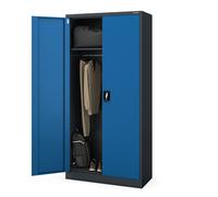 Armoire métallique Armoire à dossiers Armoire à outils Armoire vestiaire Vestiaire Portes battantes Tringle à vêtements Revêtement époxy Verrouillable 185x90x45 cm anthracite-bleu