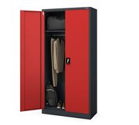 Armoire métallique Armoire à dossiers Armoire à outils Armoire vestiaire Vestiaire Portes battantes Tringle à vêtements Revêtement époxy Verrouillable 185x90x45 cm anthracite-rouge