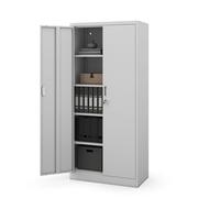 Armoire Métallique JAN Compacte 175x80x40 cm, Grise, Serrure Cylindrique