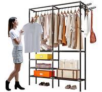 Armoire Métallique Noire, Pliable avec Portant