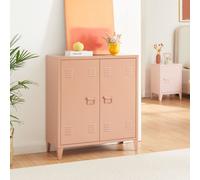 [en.casa] Casier de Bureau Métallique Armoire à 2 Portes Meuble de Rangement pour Bureau Atelier Chambre Acier Laminé à Froid 90 x 80 x 33 cm Marron Clair Mat