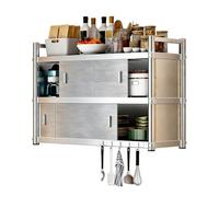 Armoire Metallique Rangement avec Porte Coulissante Grande Capacité de Charge Meuble Cuisine Rangement Mural Facile à Nettoyer pour Cuisine Couloir Salon Garage Atelier(120x35x90cm)