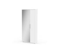 PEGANE Armoire Meuble à Chaussures 2 Portes avec Un Miroir Couleur Blanc Mat Longueur 82,8 x Profondeur 23,9 x Hauteur 178,4 cm
