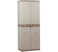 Armoire meuble de rangement 2 portes, intérieur-extérieur coloris beige - Longueur 70 x Profondeur 44 x Hauteur 176 cm