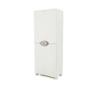 Armoire meuble de rangement 2 portes, intérieur/extérieur coloris beige - longueur 70 x profondeur 45 x hauteur 184 cm