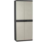 Armoire meuble de rangement 2 portes intérieur-extérieur coloris noir-taupe - Longueur 70 x Profondeur 44 x Hauteur 176 cm