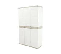PEGANE Armoire Meuble de Rangement 3 Portes intérieur/extérieur Coloris Beige - Longueur 105 x Profondeur 40,5 x Hauteur 176 cm