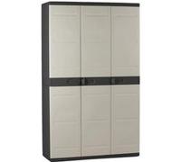 PEGANE Armoire Meuble de Rangement 3 Portes intérieur/extérieur Coloris Noir/Taupe - Longueur 105 x Profondeur 40,5 x Hauteur 176 cm