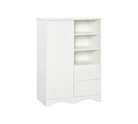 HomCom – Meuble de rangement avec porte, 2 tiroirs et 5 étagères réglables – Blanc