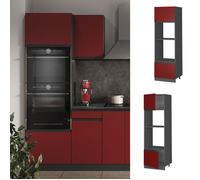 Vicco Armoire Micro-Ondes R-Line, Rouge, 60cm J-Shape, pour Une Combinaison Libre au Sein de systèmes de Cuisine modulaires