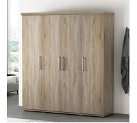 Armoire - MIKE - 4 portes - 160x52x183 cm - Chêne - Bois panneaux de particules