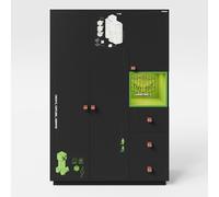 Armoire minecraft 3 portes et 3 tiroirs avec éclairage led noir - effet carbone noir TU