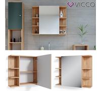 Vicco Armoire de Toilette Fynn, Chêne de Force doré/Vert, 80 x 64 cm