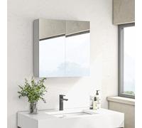 kleankin Armoire miroir murale 2 portes, 3 niveaux, étagères réglables – MDF blanc 60 x 15 x 60 cm