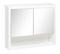 Armoire de salle de bain avec miroir - HOMCOM - 2 portes-miroir - avec étagère de rangement ouverte - 80l x 20P x 65H cm - blanc