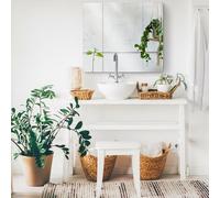 kleankin Armoire murale de salle de bain 3 portes miroir, étagères réglables, MDF blanc 70×15×60 cm