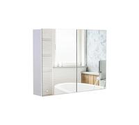 Armoire miroir de salle de bain armoire murale double portes et étagères dim. 80L x 15l x 60H cm MDF blanc Gris G