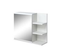 Armoire miroir de salle de bain avec étagère - 3 étagères latérales - kit installation murale fourni - panneaux particules blanc