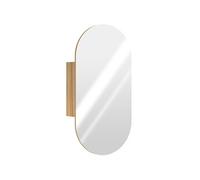 HomCom Armoire murale salle de bain, miroir ovale 45 x 90 cm, design sans cadre, bois naturel