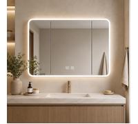 Armoire miroir LED salle de bain kaki - 100 cm - ALEN