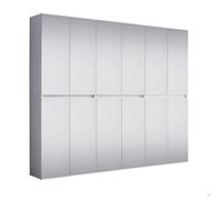 Armoire miroir mélaminé blanc - TRENDTEAM - Mirror - 12 portes 18 étagères 3 tringles à vêtements