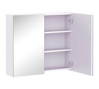 Armoire Miroir Murale De Salle De Bain 3 Étagères Réglables Dim. 70l X 60h Cm Blanc Blanc