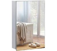 kleankin Armoire murale de salle de bain avec 1 porte miroir et 2 étagères en acier dim. 39L x 12l x 60H cm | Aosom France
