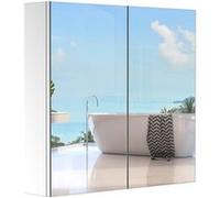 HOMCOM Armoire de toilette murale avec miroir design contemporain 2 étagères, 3 niveaux de rangement