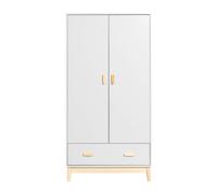 Armoire Mobili Rebecca Aegle 175x80x55 MDF Pin Blanc Marron Scandinave A monter