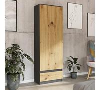 Armoire moderne avec tiroir - 2 portes - Armoire peu encombrante - Pour chambre à coucher, dressing, couloir, chambre d'enfant - 60 x 35 x 180 cm (l x p x h) - Anthracite Artisan